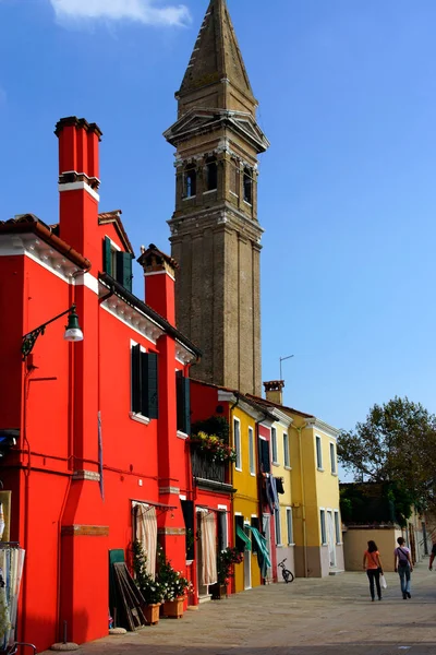 Burano Italia Torre Inclinada Parroquia San Martino Vescovo Isla Burano — Foto de Stock