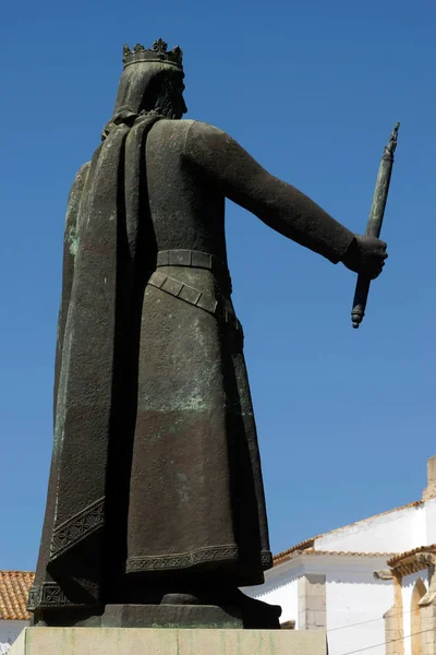 Faro Algarve Portugal Skulptur Alfonso Iii Portugal Faro Stad — Stockfoto