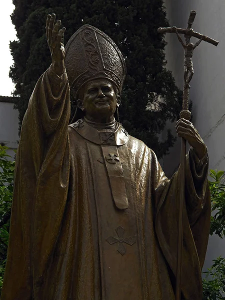Sevilla Spanyolország János Pál Pápa Sevilla Történelmi Központjában Szobor — Stock Fotó