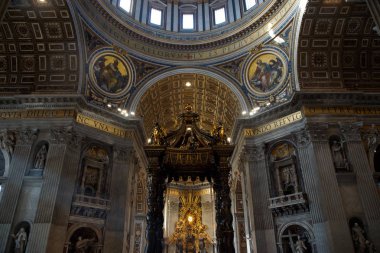 Vatikan Şehri (İtalya) Roma. Baldacchino St Peter Vatikan