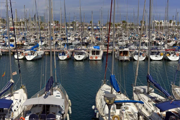 Barcelona Spanien Boote Hafen Der Stadt Barcelona Festgemacht — Stockfoto