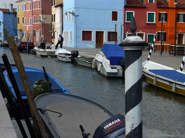 Burano Italië Afmeersysteem Punten Het Eiland Burano Van Lagune Van — Stockfoto