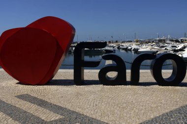 Faro (Algarve) Portekiz. Faro Algarve bölgesinde şehrin turistik amblemi