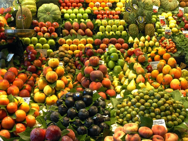 Barcelone Espagne Fruits Sur Marché Boqueria Barcelone — Photo