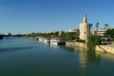 Sevilla (İspanya). Torre del Oro Guadalquivir Nehri boyunca Sevilla şehrinde