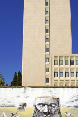 Malaga (İspanya). Grafiti kedi Malaga şehir duvar