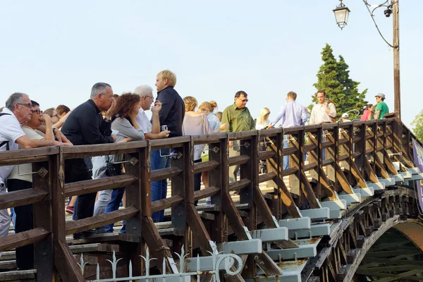 Venise Italie Touristes Sur Pont Académie Sur Grand Canal Dans — Photo