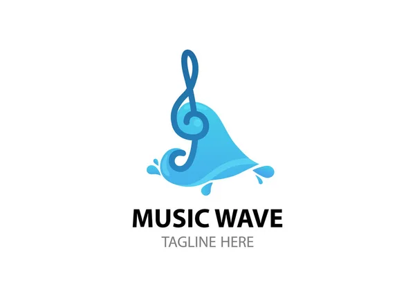 Tecla Música Onda Água Modelo Logotipo Vetor Criativo Eps —  Vetores de Stock