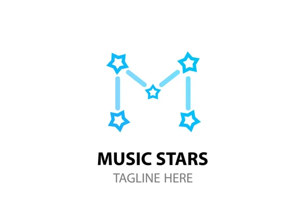 Hudební Hvězdy Logo Souhvězdí Písmeno Vektor Znak Titulkem Eps — Stockový vektor