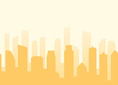 Vektör cityscape arka plan ile seamless modeli. Senset Metropolis sarı renkli duvar kağıdı.