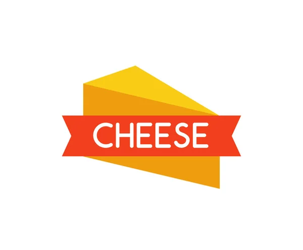 赤いリボンと白い背景 Eps 図のキャプションをチーズのベクトル紋章 — ストックベクタ