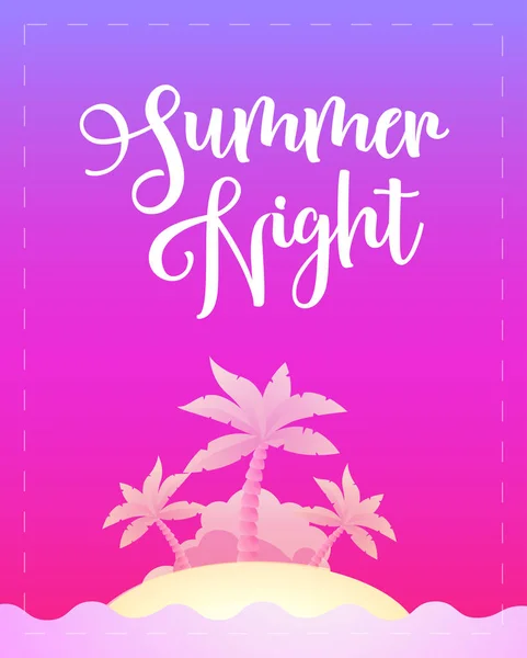 夏季夜 模板海报为党 旅行旅行 假日在美丽的夏天夜 矢量图紫罗兰色 Eps — 图库矢量图片