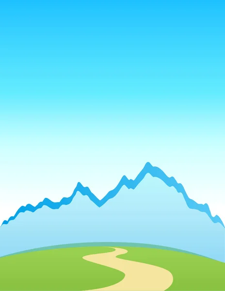 Ilustración del paisaje vectorial con prado y montañas — Vector de stock