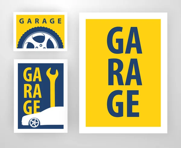 Vector Template Design Decoration Garage Layout Banner Card Background Sticker — Stock Vector