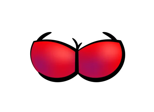 Tetas Sexy Aislado Blanco Icono Vectorial Sujetador Rojo Pecho Femenino — Vector de stock