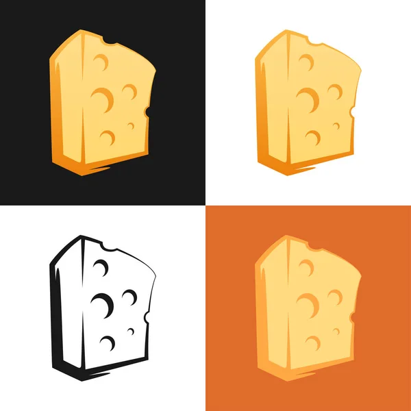 Conjunto Icono Queso Diferentes Fondos Vector Ilustración Producciones Lácteas — Vector de stock