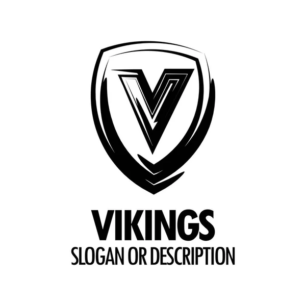 Vektor Logo Med Vikingarna Medeltida Sköld Isolerad Vit Bakgrund Stil — Stock vektor
