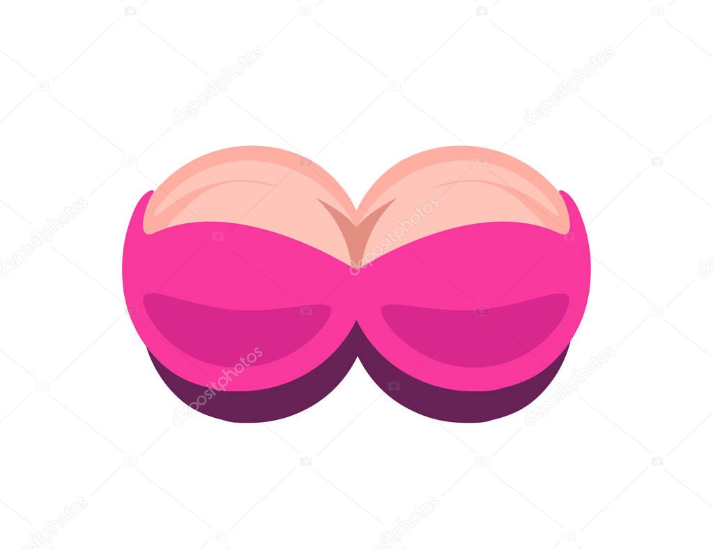 Beautiful Vector Logo with Female Boobs. Adult XXX Illustration for Bra Store or Intim Saloon.