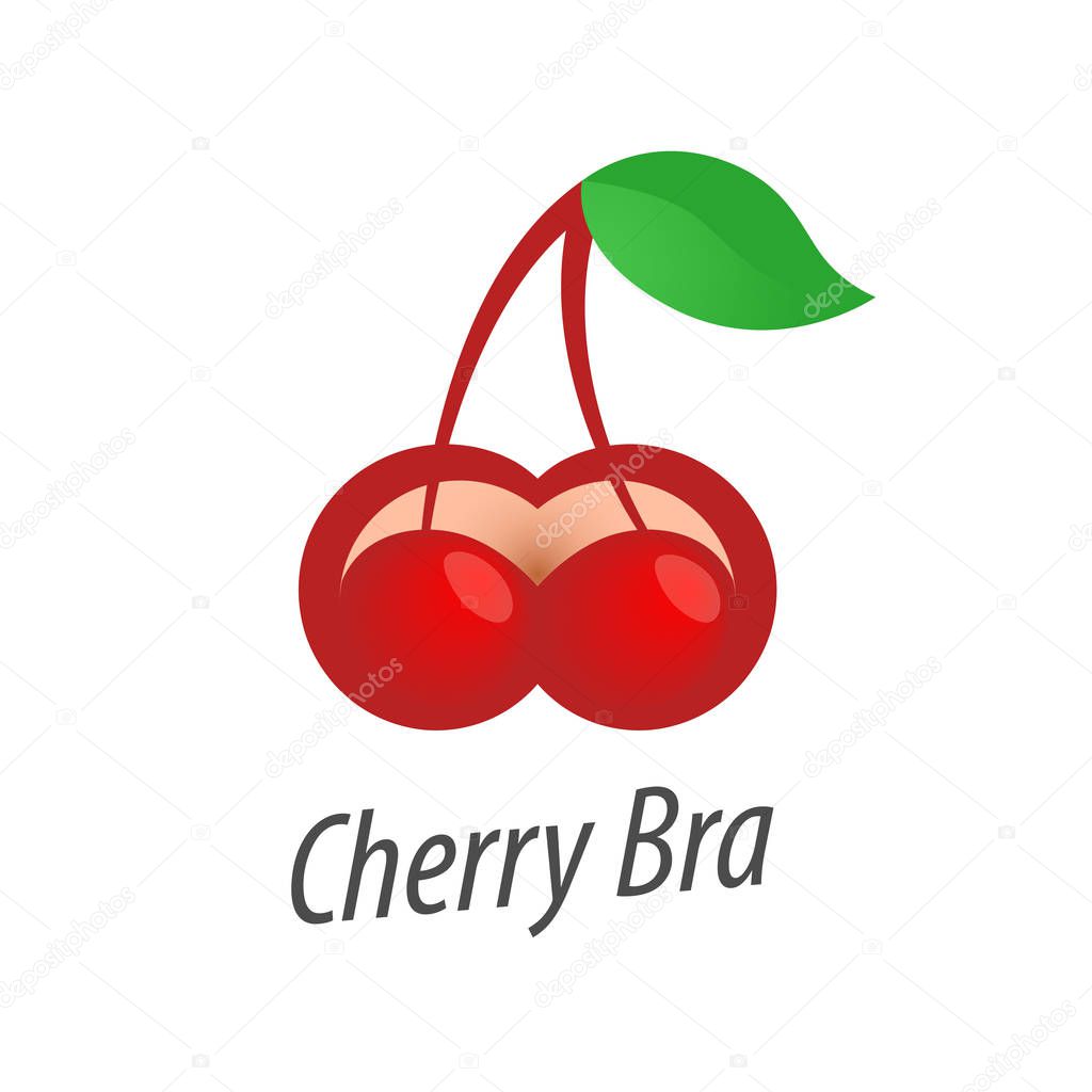 Emblem of Brassiere Shop, Cherry Bra Logo, Vector Illustration isolated on white background in EPS 10.