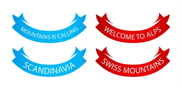 Bem Vindo Suíça Escandinávia Conjunto Fitas Vetor Para Decoração Empresa —  Vetores de Stock