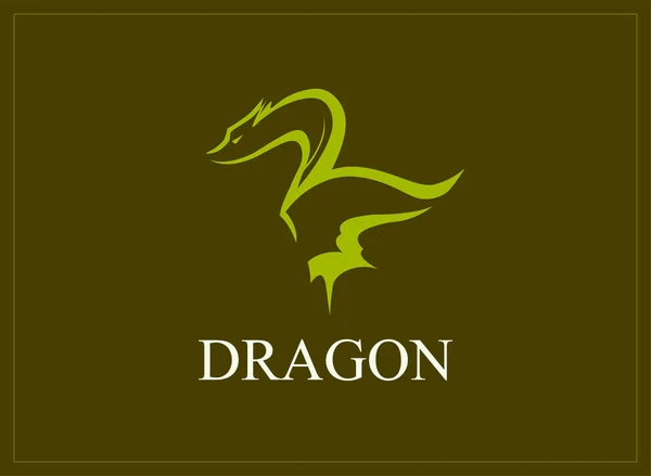 Dragon Tetování Symbol Vektorové Ilustrace Fantasy Stvoření Dobré Zelené Barvy — Stockový vektor