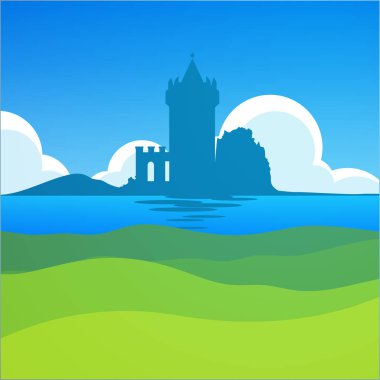 Nature Landscape with Castle in Falkirk, Scotland. European Scenic Daily Landscape with Medieval theme. clipart