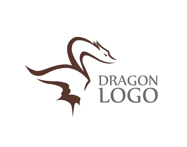 Logo Dragón Con Muestra Leyenda Aislada Blanco Emblema Vectorial Para — Vector de stock