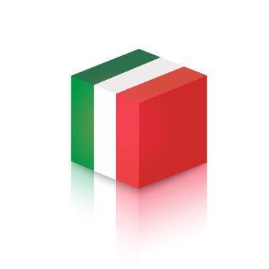 İtalyan Ulusal Bayrağı renklerde Küp. Seyahat Şirketleri ve Turlar dekorasyon için Vektör Clipart illüstrasyon.
