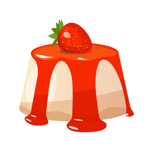 智世陶的甜点被隔离在白色背景上 矢量图标插图的美味和非常美丽的意大利菜草莓像芝士蛋糕 — 图库矢量图片