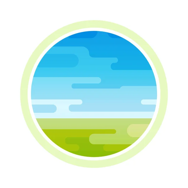 Emblem Template Rural Landscape Green Field Sunny Daily Sky Vector — Stock Vector