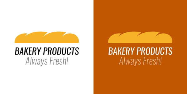 Logo met brood brood voor bakkerij Products Shop - Vector embleem op witte en donkere achtergrond — Stockvector