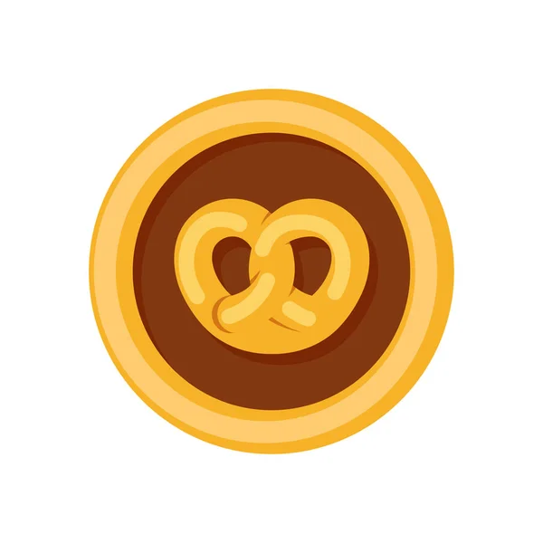 Vektör logo için ekmek, simit topuz yuvarlak turuncu amblemi beyaz izole içinde. — Stok Vektör