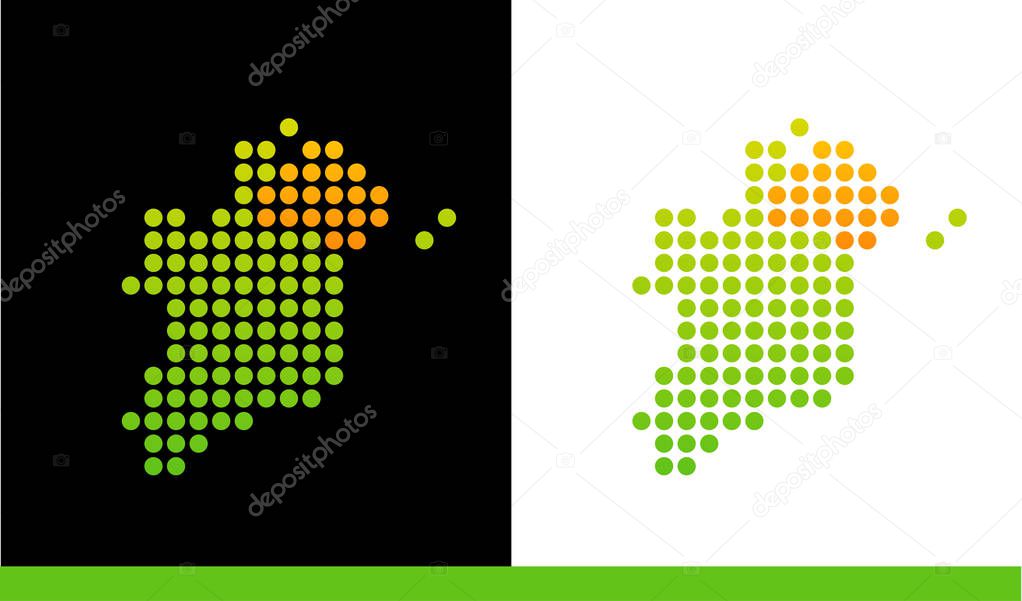 Map of Ireland, Vector Icon on Black and White Background.