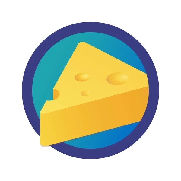 Logotipo de Triángulo de Queso. Emblema redondo del producto lácteo aislado sobre fondo blanco . — Vector de stock