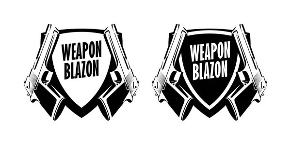 Pistol Weapon logo label emblem - Vector Badge illustration on white background. — Stock Vector