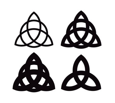 Triquetra - Charmed Wiccan sembolünden. Celtic Pagan trinity çeşitleri knot. Vektör simgeler eski amblem.
