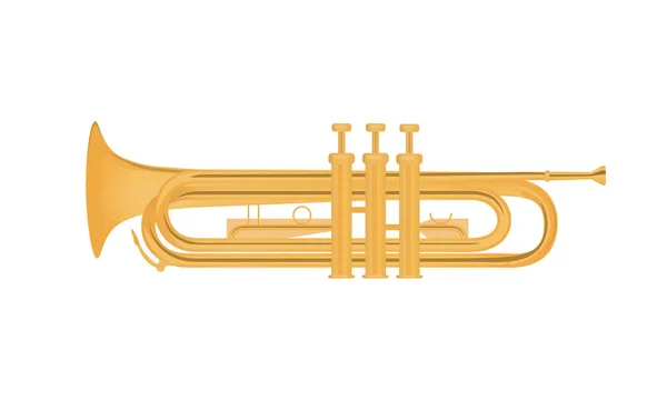白い背景 - 光沢のある真鍮楽器の分離されたトランペット ベクトル図. — ストックベクタ