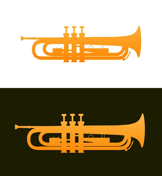Trompeta - instrumento de música jazz con buenos detalles — Vector de stock