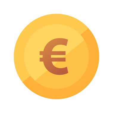 Düz vektör altın kızdırma Euro beyaz arka plan üzerinde izole madalyonun simgesiyle