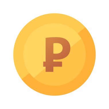 Beyaz - Rus ulusal para altın amblem izole Rublesi sikke vektör simgesi.