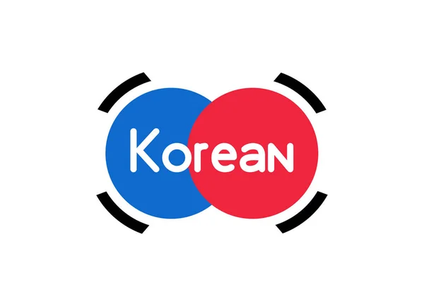 Δημιουργική έμβλημα σε στυλ της Κορέας εθνική σημαία - εικονογράφηση διάνυσμα σε λευκό. — Διανυσματικό Αρχείο