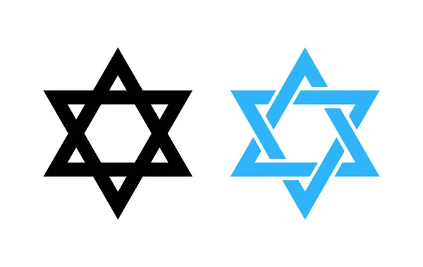 Εξάγραμμο αστέρι του Δαβίδ - μαύρο και μπλε εικονίδιο του Ισραήλ Ιερά θρησκευτικό σύμβολο. — Διανυσματικό Αρχείο
