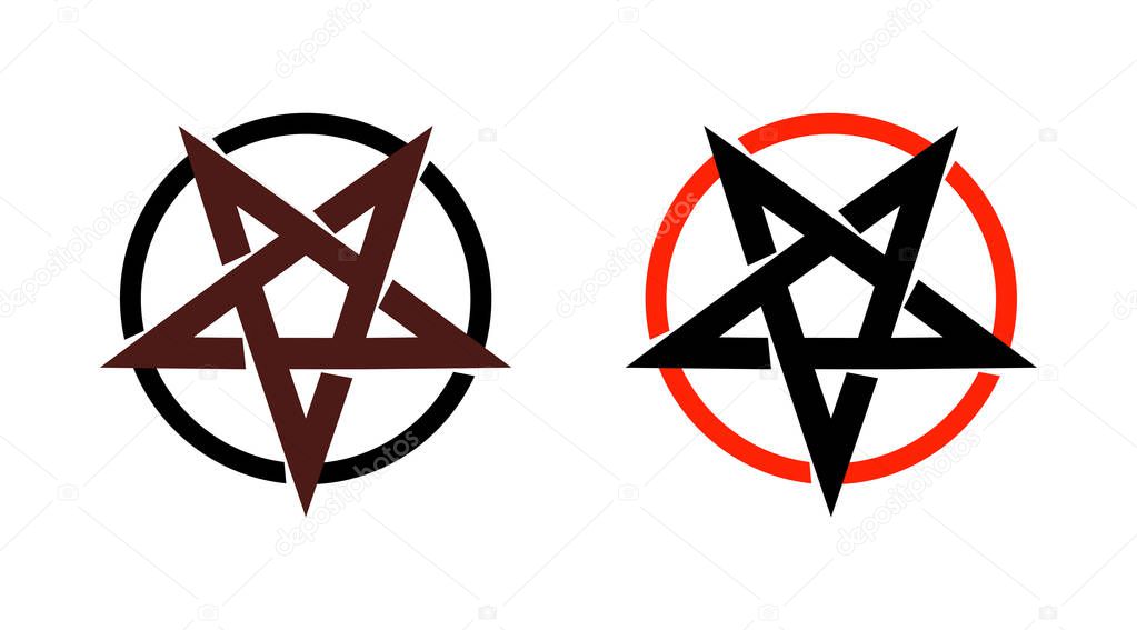 Satan star, pentagram symbol of satanism, Mystical Sign round form - Vector emblem of spiritual cult.