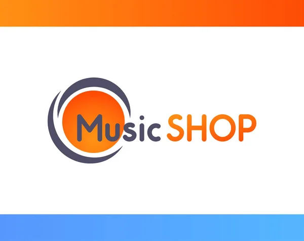 Logo pro izolované na bílém pozadí - vektorové ilustrace oranžové barevné emblém s hudebninami. — Stockový vektor