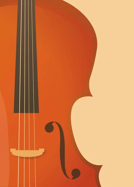 Banner vertical en estilo retro con violín, violín o violonchelo para concierto o festival de música, interpretación sinfónica . — Vector de stock