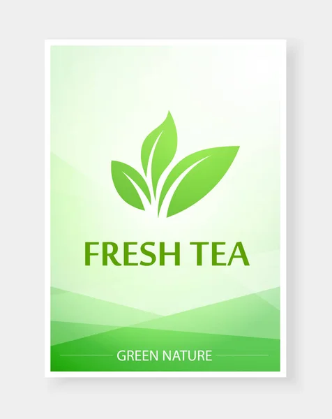 Kreatywnych menu na herbatę i gorące napoje w natura zielony kolor - wektor piękne menu dla restauracji i kawiarni. — Wektor stockowy