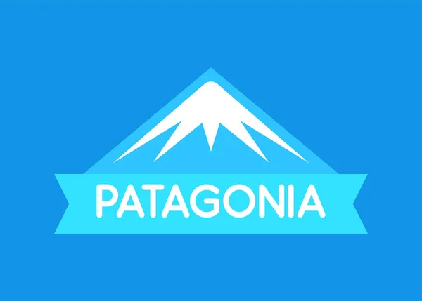 Patagonia, emblema vectorial en color azul de la Patagonia sudamericana - Emblema del sitio web de viajes y turismo — Vector de stock