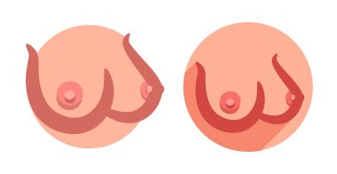 Düz stil, vektör çizim büyük seksi göğüsler