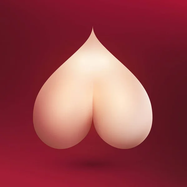 Holé nahý zadek v tvaru srdce na pozadí vínové - dospělé vektorové ilustrace pro sex shop erotické webové stránky. — Stockový vektor
