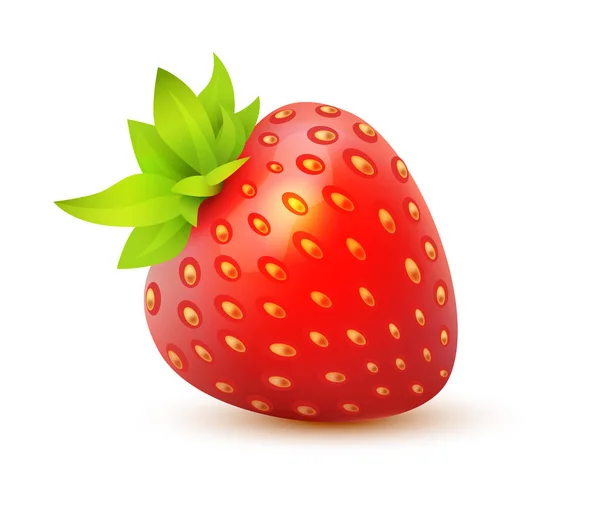 Ikon vektor Strawberry - ilustrasi realistik juicy dari beri tunggal yang terisolasi . - Stok Vektor